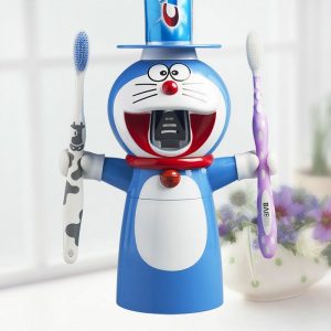 doraemon-cartoon-automatic-toothpaste-dispenser-squeezer-wall-mount-stand-bathroom-sets-toothbrush-holder-dust-proof-cup_5_